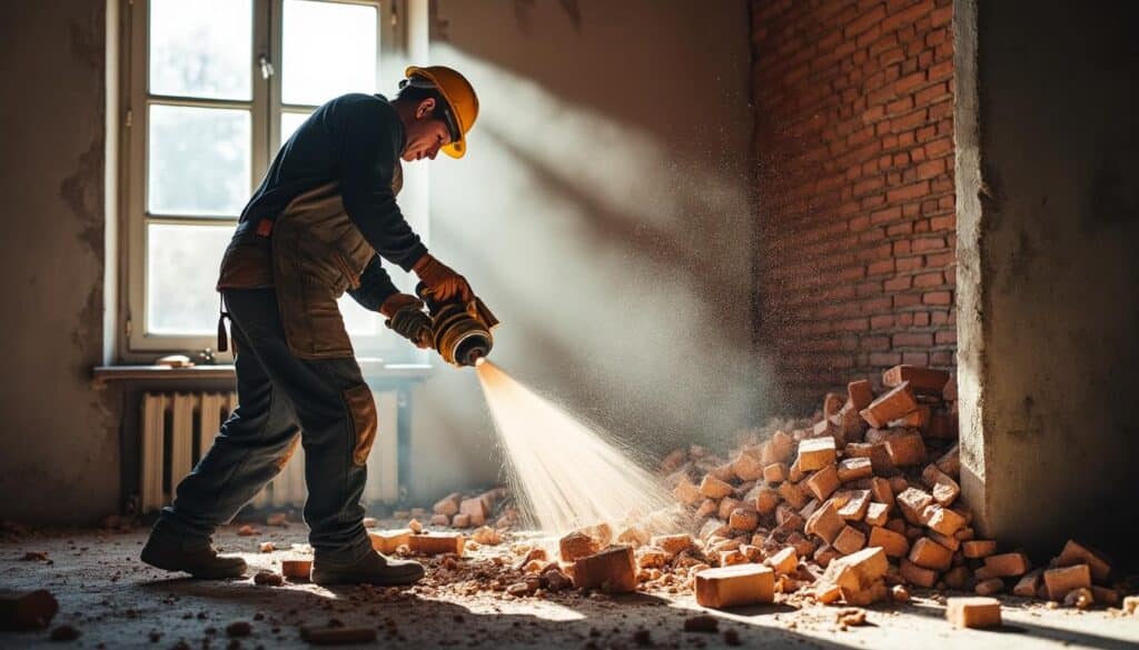 Casser une cloison en brique : méthodes, sécurité et finitions